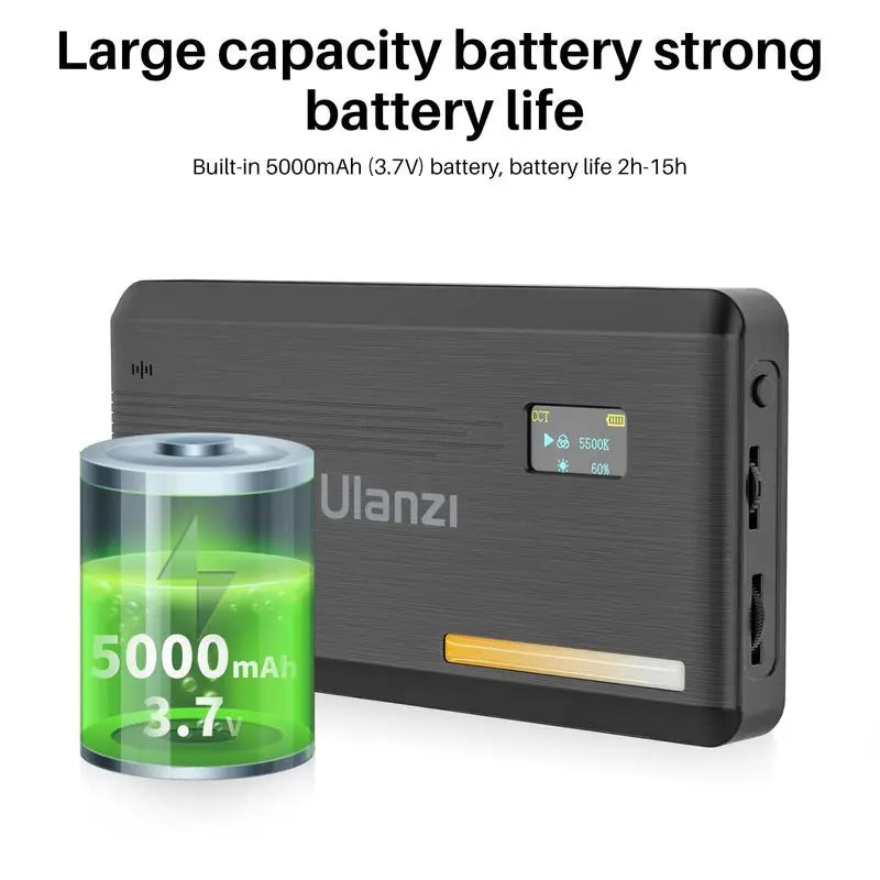 إضاءة فيديو احترافية VIJIM Ulanzi VL200 – مع ناشر إضاءة ناعم | بطارية 5000mAh | إضاءة قابلة للتعديل 2500K-9000K