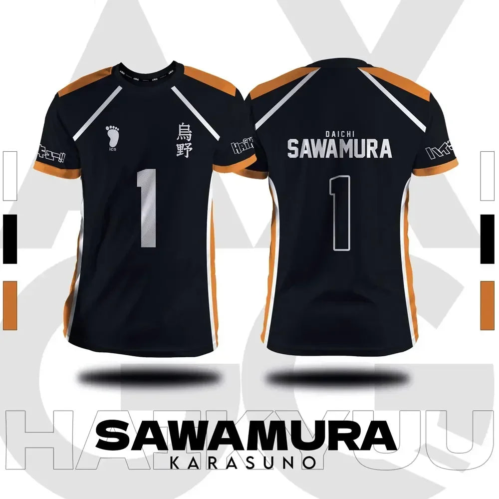 تيشيرت كوسبلاي Haikyuu تصميم Fukurodani – قصير للجنسين | لبس أنمي رياضي صيفي Hinata – مقاسات من S إلى 4XL