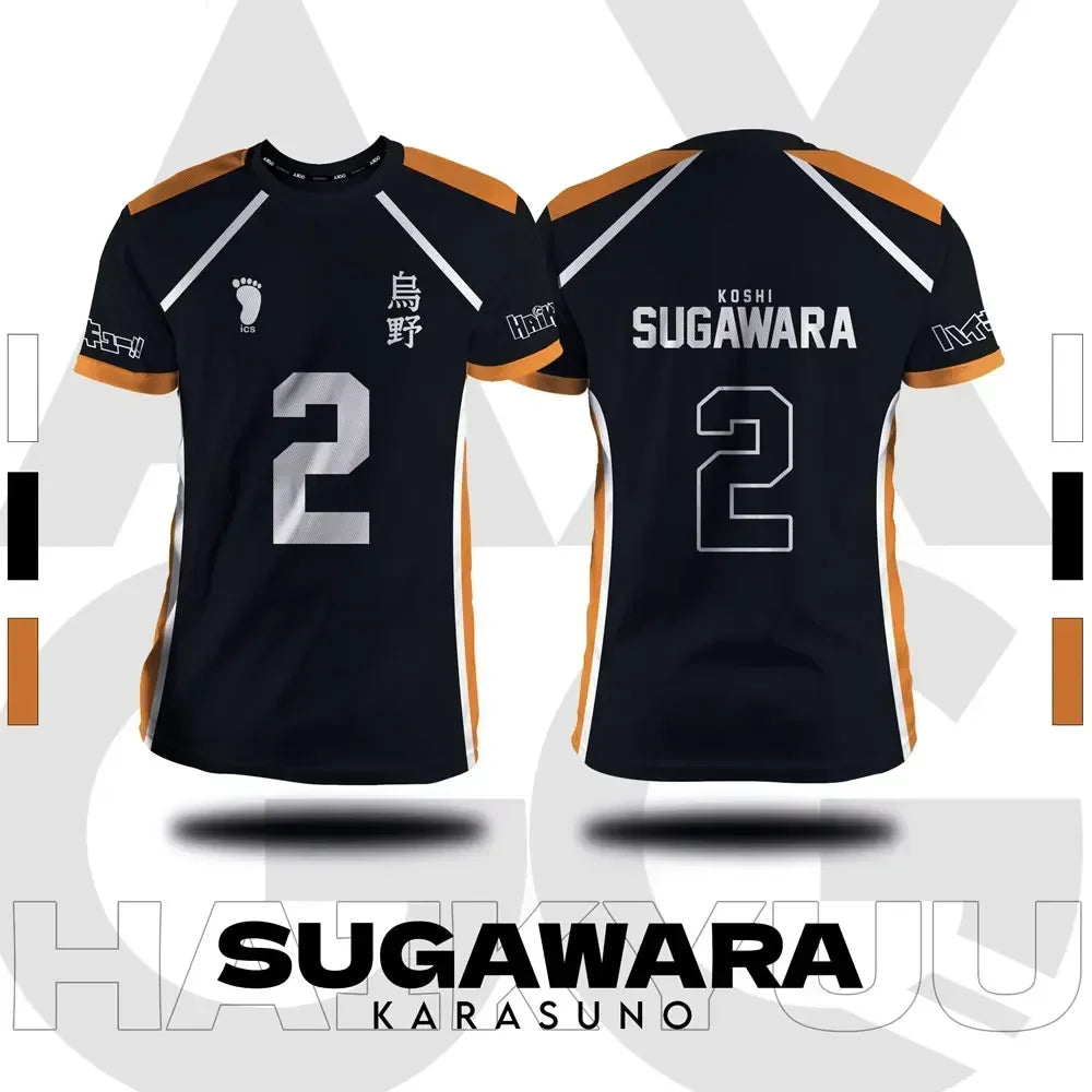 تيشيرت كوسبلاي Haikyuu تصميم Fukurodani – قصير للجنسين | لبس أنمي رياضي صيفي Hinata – مقاسات من S إلى 4XL