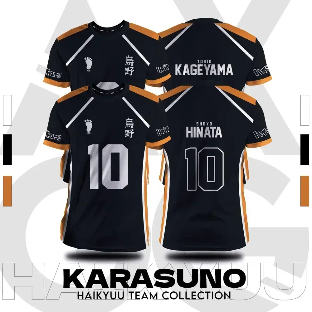 تيشيرت كوسبلاي Haikyuu تصميم Fukurodani – قصير للجنسين | لبس أنمي رياضي صيفي Hinata – مقاسات من S إلى 4XL