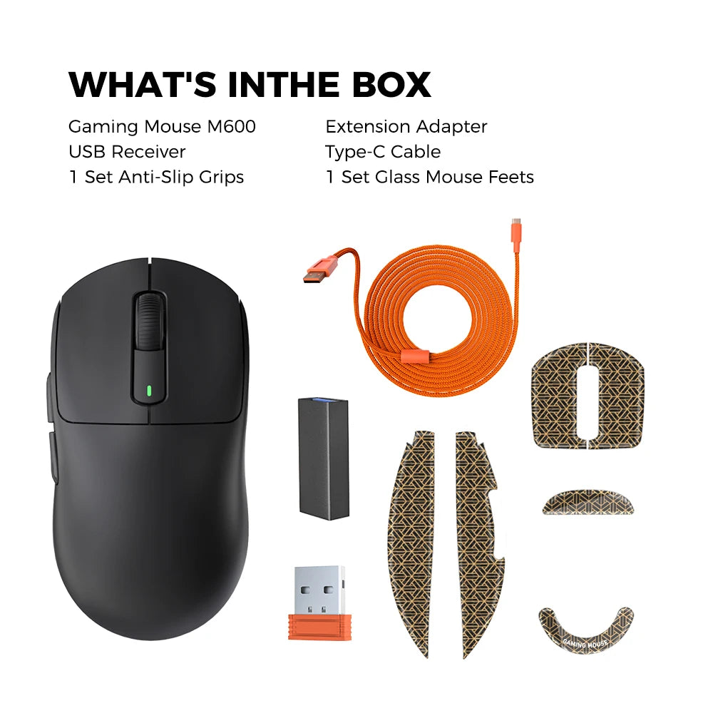 ماوس ألعاب Kysona M600 لاسلكي – خفيف 55g، حساس PAW3395 بدقة 26000DPI، 6 أزرار، مثالي للكمبيوتر واللابتوب