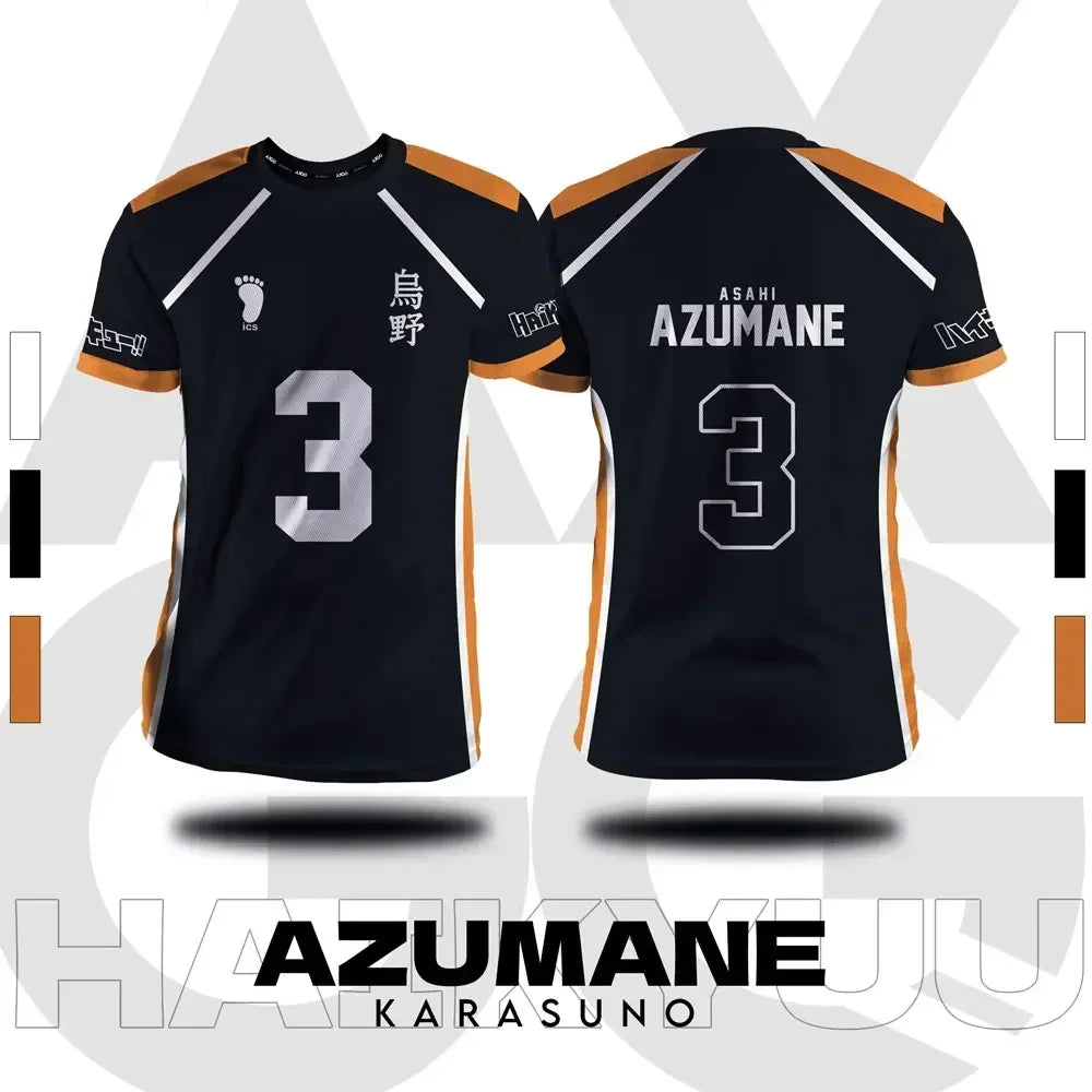 تيشيرت كوسبلاي Haikyuu تصميم Fukurodani – قصير للجنسين | لبس أنمي رياضي صيفي Hinata – مقاسات من S إلى 4XL