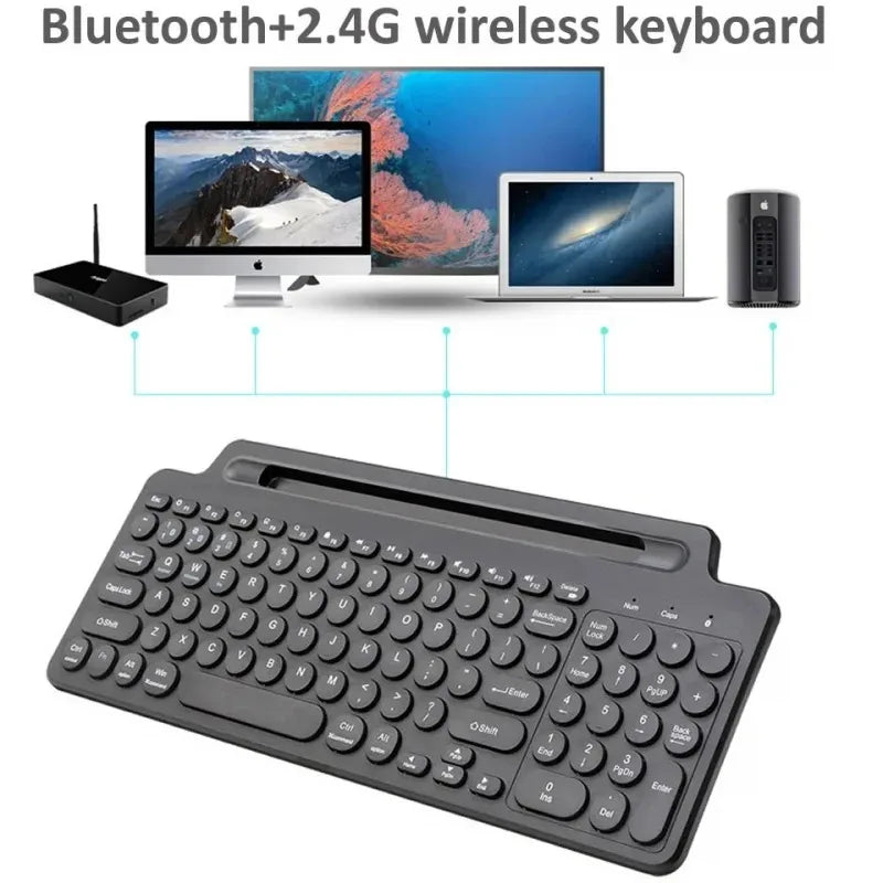 لوحة مفاتيح لاسلكية 2.4G وبلوتوث – مع لوحة لمس (Touchpad) وفتحة بطاقات | متوافقة مع اللابتوب، التابلت، والأجهزة الذكية