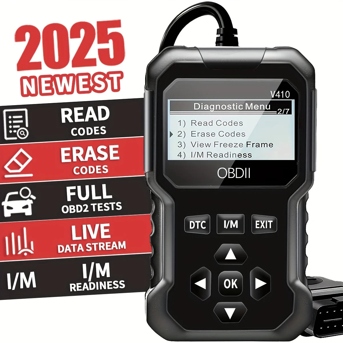 جهاز فحص أعطال السيارة OBD2 – قارئ أكواد المحرك | يدعم كل سيارات OBD II من 1996 وطالع – تشخيص سريع وسهل