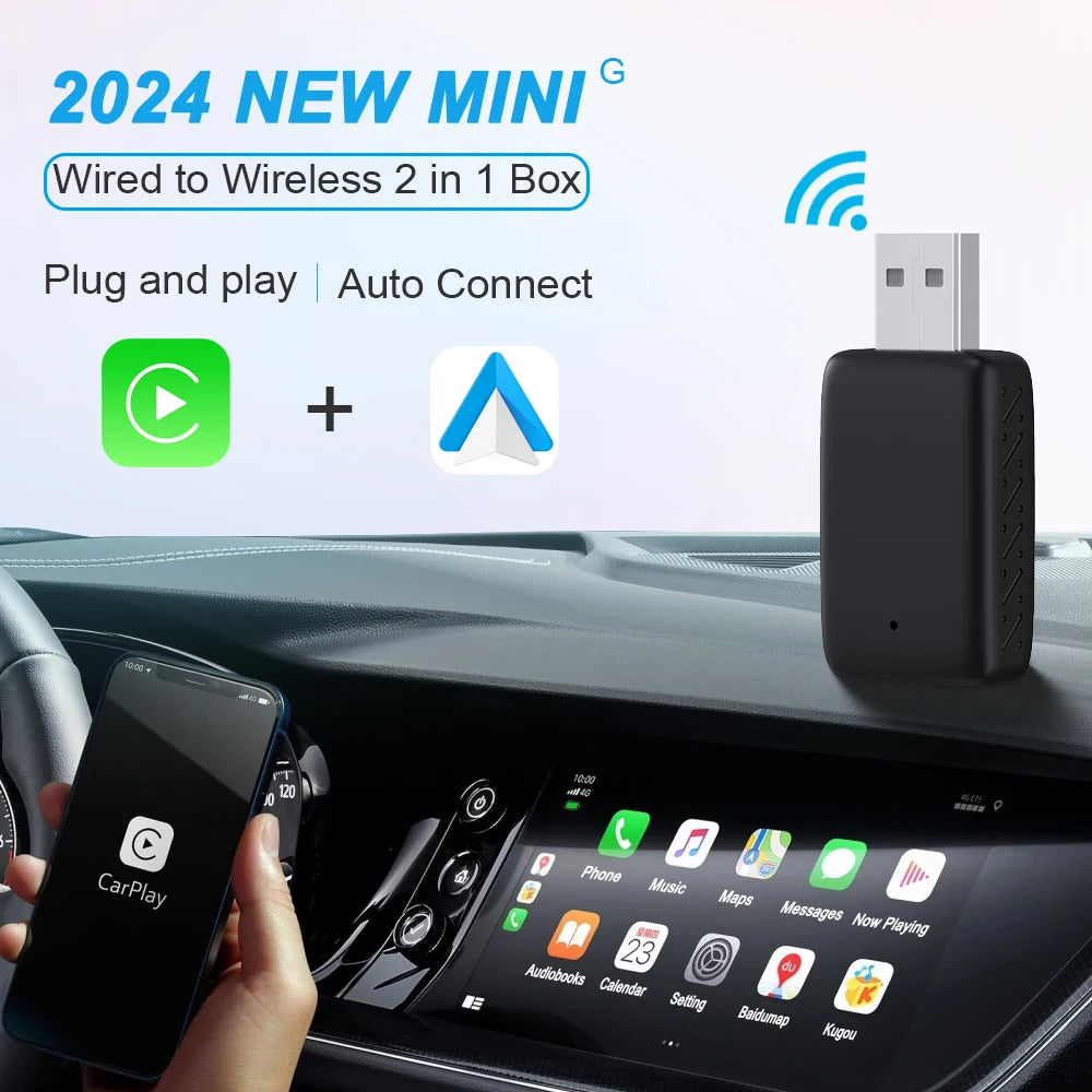محول 2 في 1 – يحوّل CarPlay السلكي إلى لاسلكي