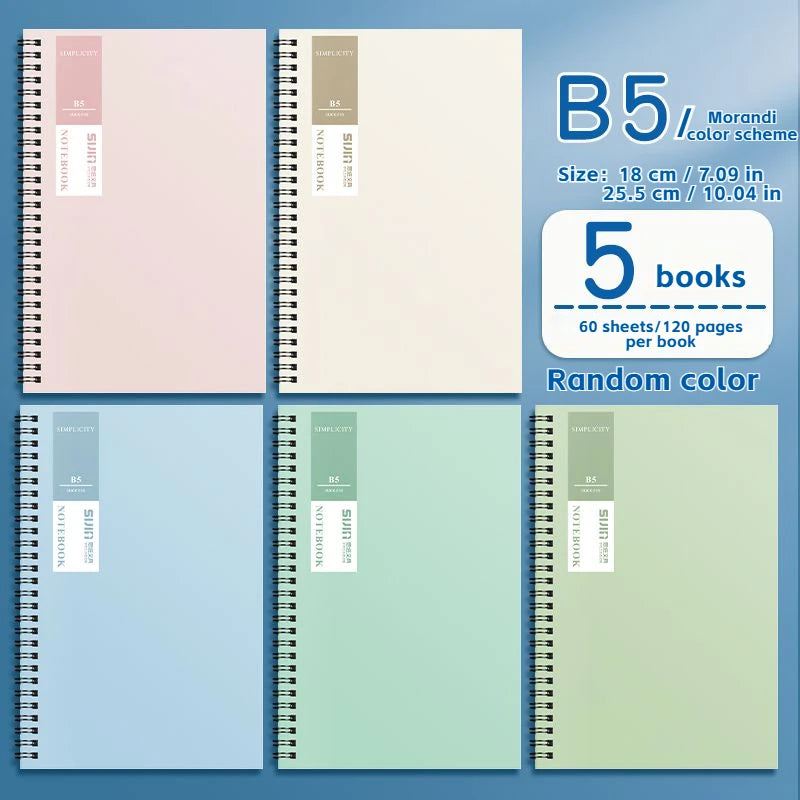 مجموعة من 5 دفاتر حلزونية بتصميم كلاسيكي قديم (Vintage)، تحتوي كل منها على 120 صفحة