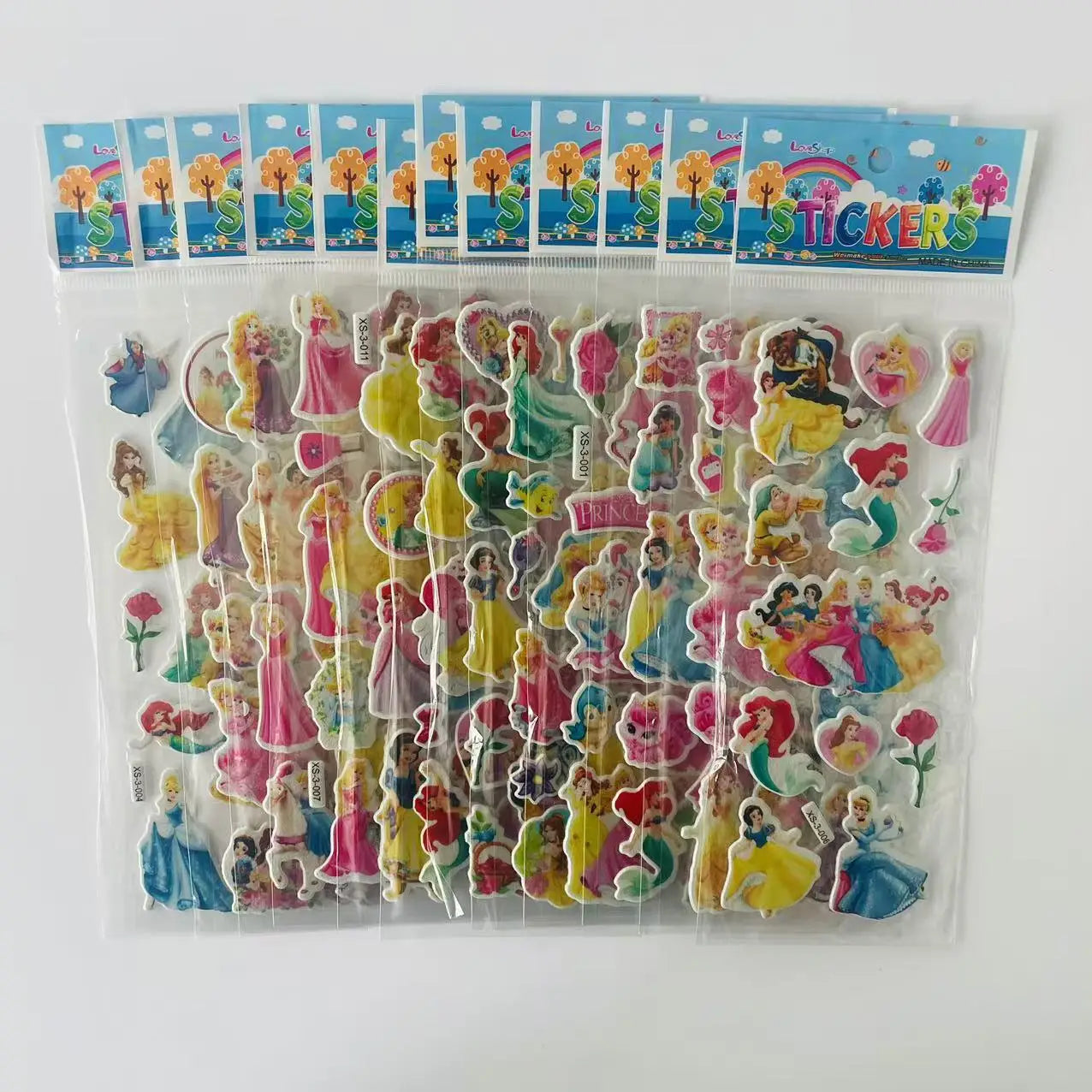 ملصقات فقاعية ثلاثية الأبعاد – مجموعة 12 قطعة من سلسلة أميرات ديزني