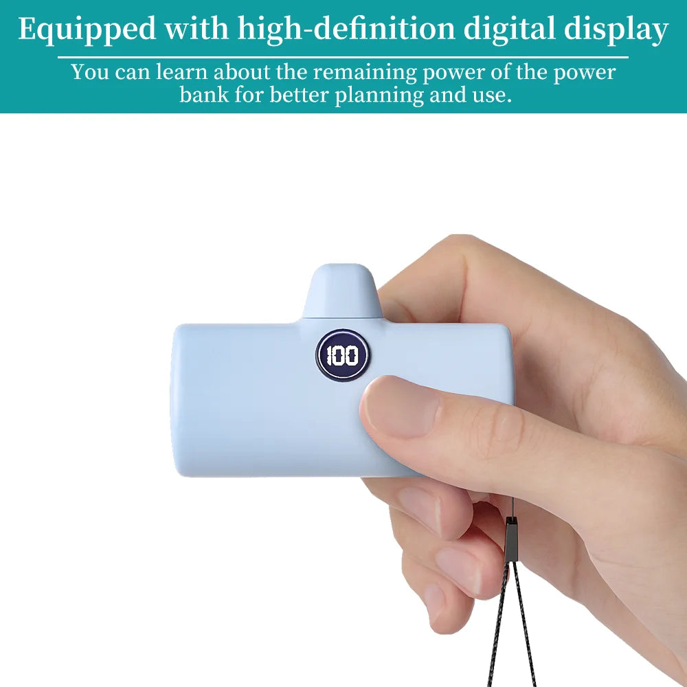 باور بانك صغير 5000mAh – شحن سريع ولاسلكي بمنافذ Type-C / Lightning
