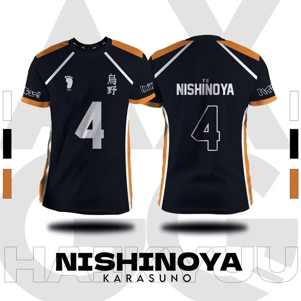 تيشيرت كوسبلاي Haikyuu تصميم Fukurodani – قصير للجنسين | لبس أنمي رياضي صيفي Hinata – مقاسات من S إلى 4XL