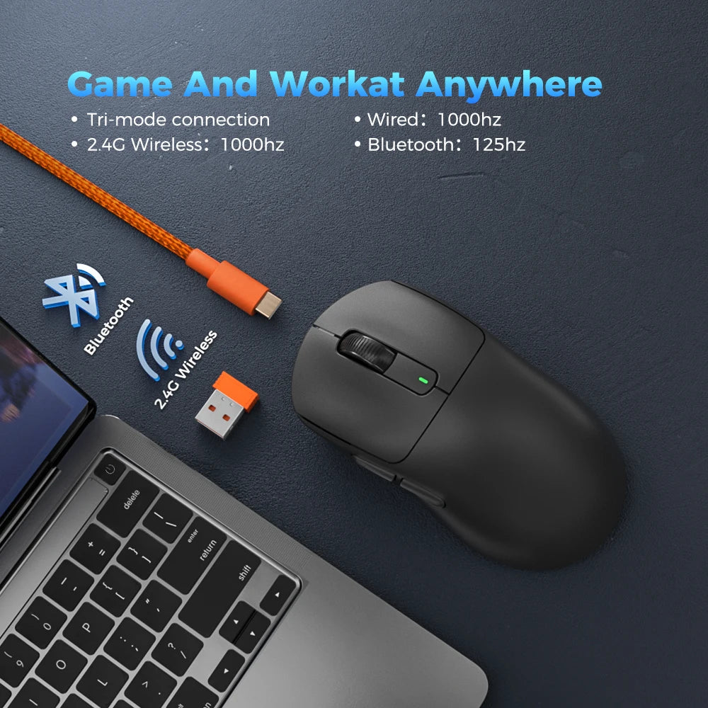 ماوس ألعاب Kysona M600 لاسلكي – خفيف 55g، حساس PAW3395 بدقة 26000DPI، 6 أزرار، مثالي للكمبيوتر واللابتوب