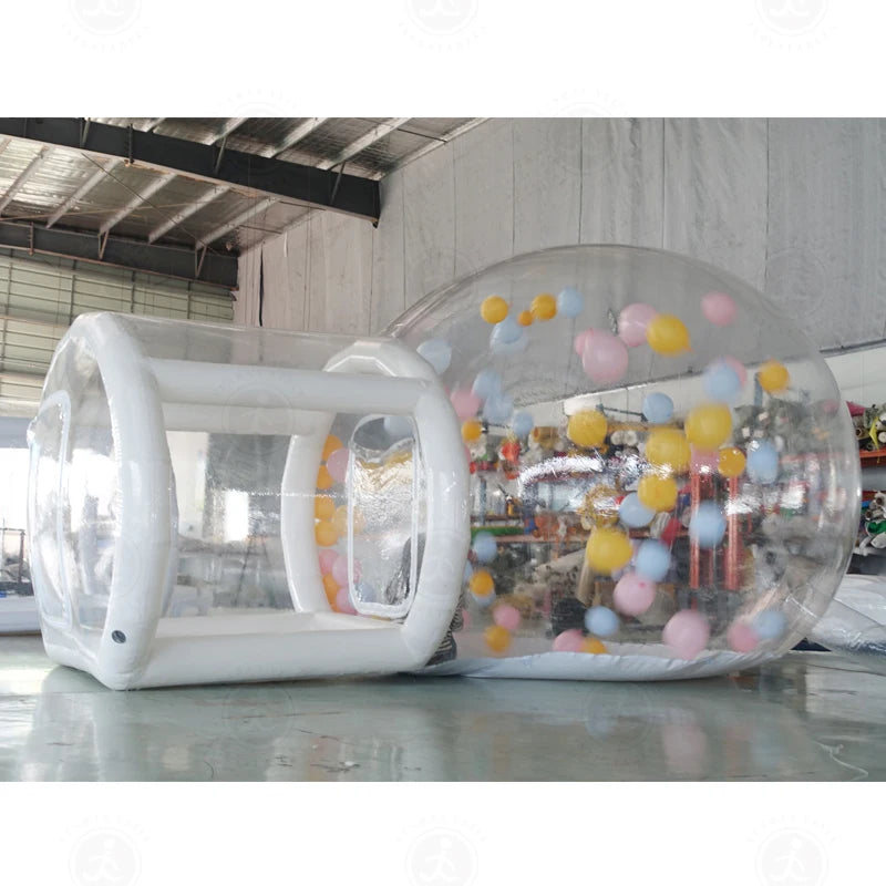 خيمة فقاعية شفافة قابلة للنفخ (Bubble House) بمقاسات 8.2 قدم / 10 قدم مع منفاخ هوائي – قبة هوائية مقاومة للماء للمنازل، الحدائق، والم