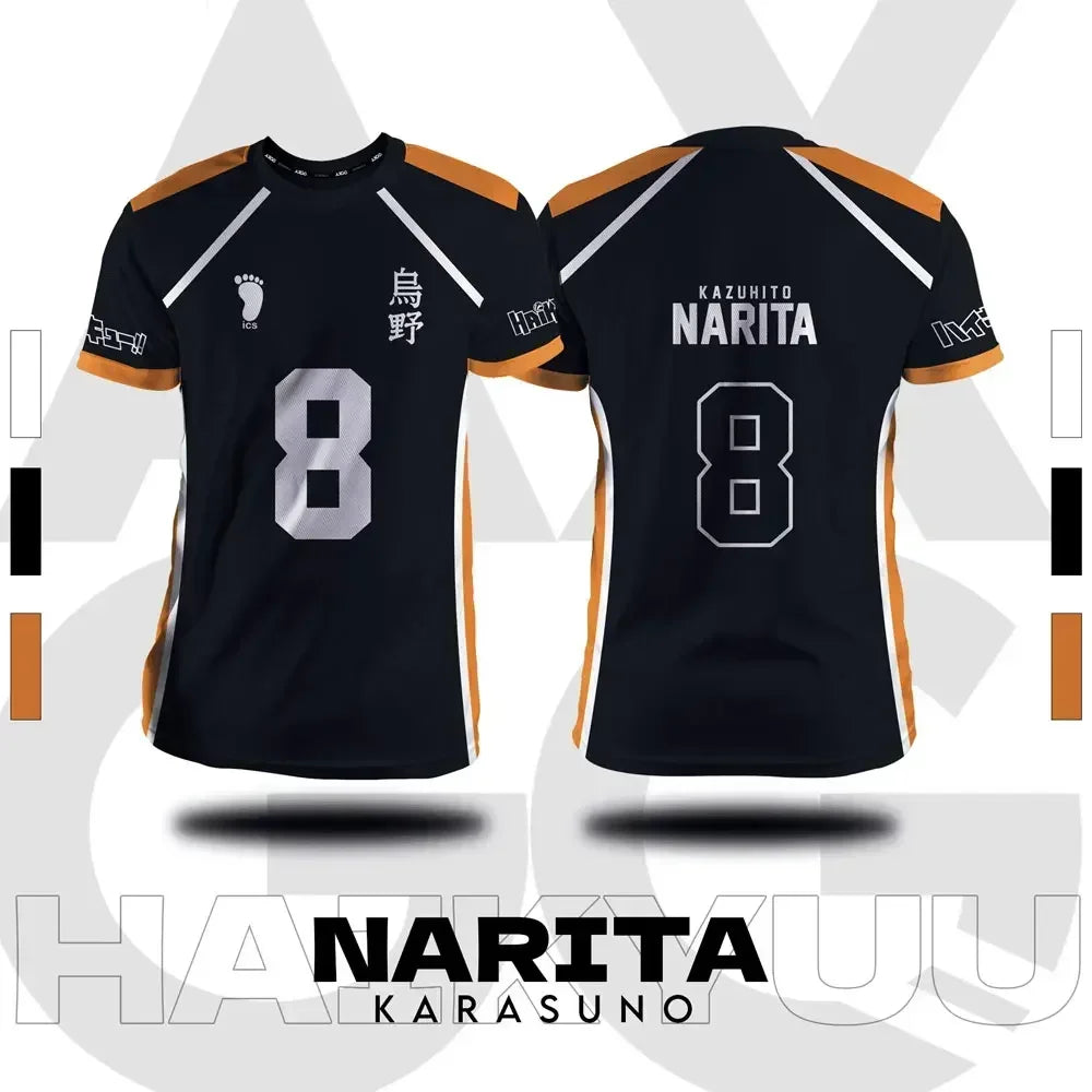 تيشيرت كوسبلاي Haikyuu تصميم Fukurodani – قصير للجنسين | لبس أنمي رياضي صيفي Hinata – مقاسات من S إلى 4XL