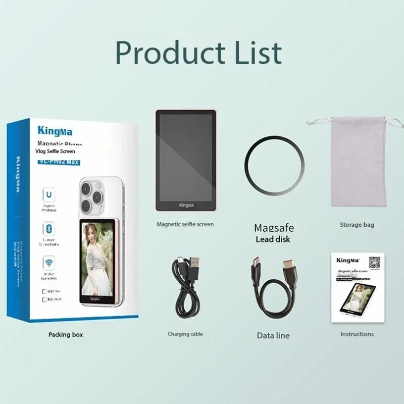 KingMa PH02 Max شاشة سيلفي مغناطيسية للبث والتصوير – اتصال لاسلكي 2.4G