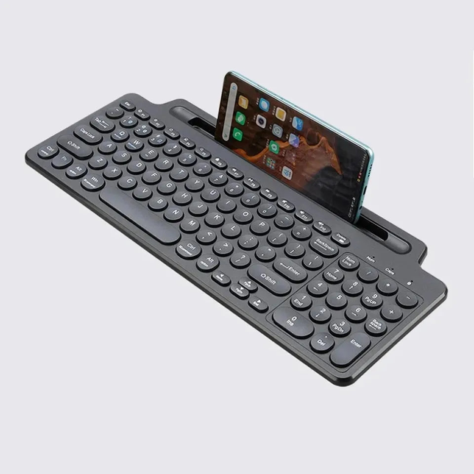 لوحة مفاتيح لاسلكية 2.4G وبلوتوث – مع لوحة لمس (Touchpad) وفتحة بطاقات | متوافقة مع اللابتوب، التابلت، والأجهزة الذكية