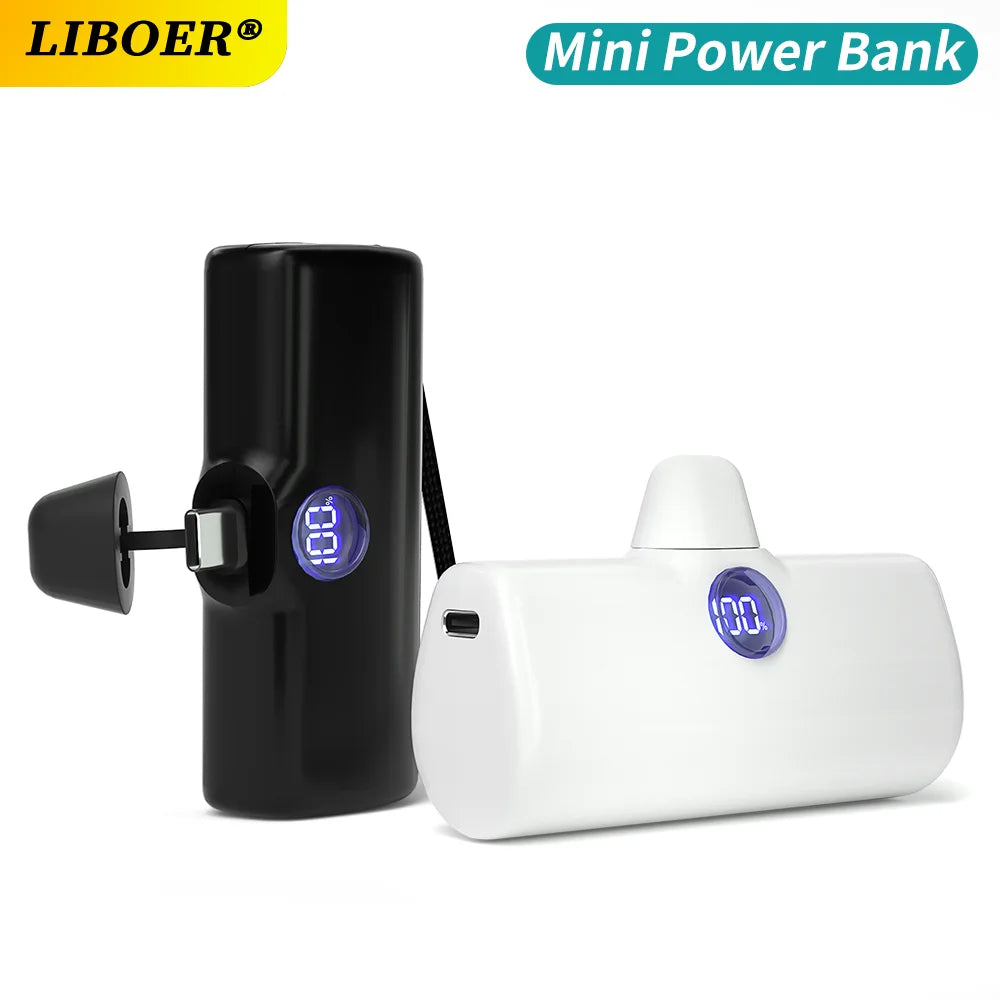 باور بانك صغير 5000mAh – شحن سريع ولاسلكي بمنافذ Type-C / Lightning