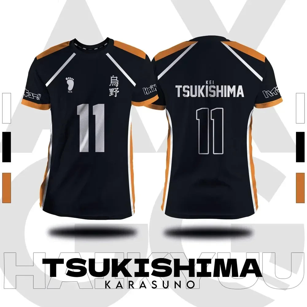 تيشيرت كوسبلاي Haikyuu تصميم Fukurodani – قصير للجنسين | لبس أنمي رياضي صيفي Hinata – مقاسات من S إلى 4XL