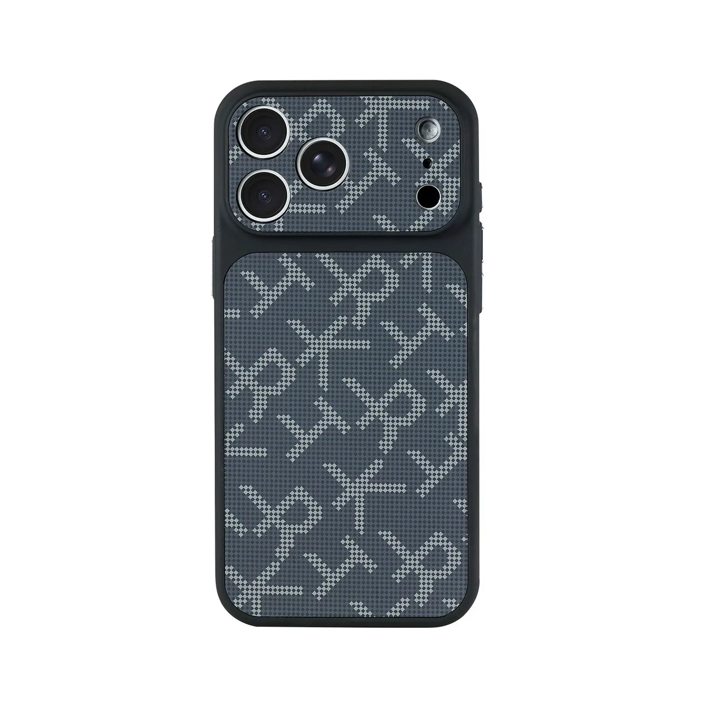 كفر آيفون بنقشة مونوغرام مع إطار برتقالي وأحمر – حماية قوية ضد الصدمات