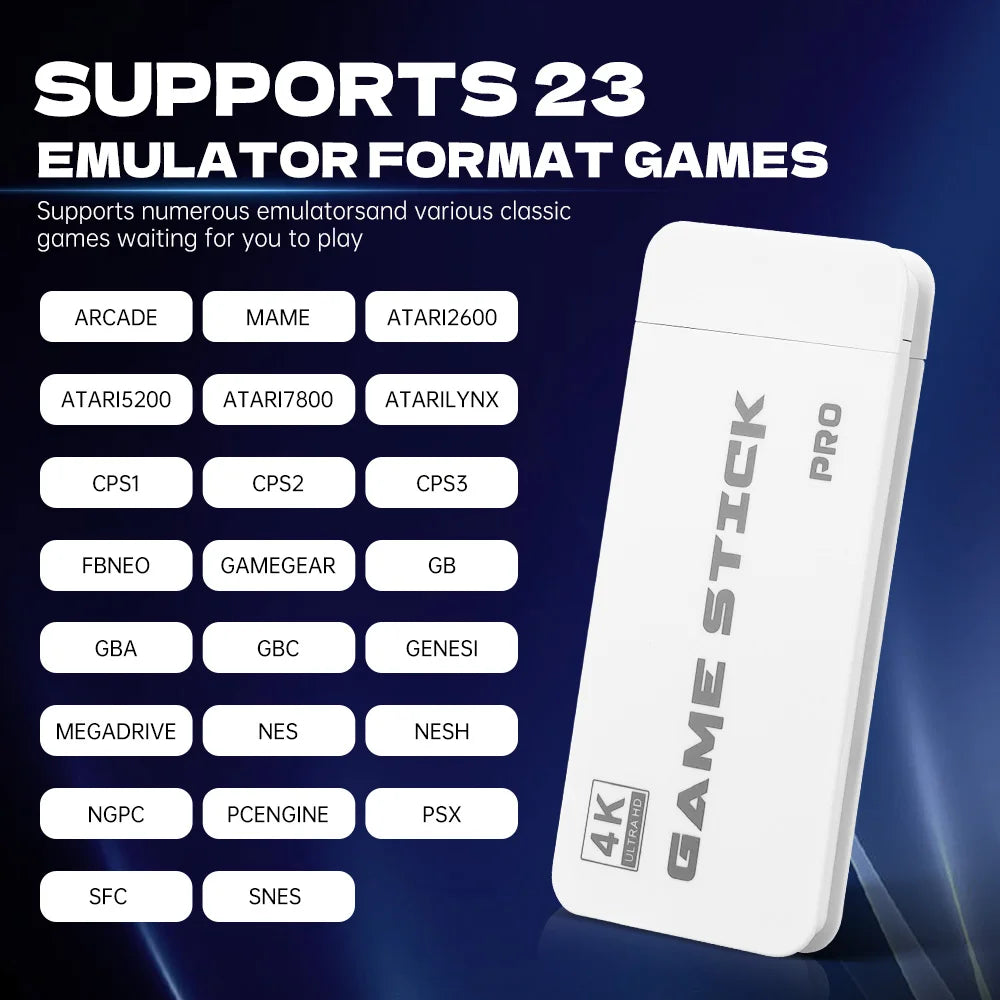 جهاز ألعاب M15 4K Game Stick – وحدة تحكم للألعاب الكلاسيكية | ذاكرة 64 جيجابايت | أكثر من 20,000 لعبة مدمجة