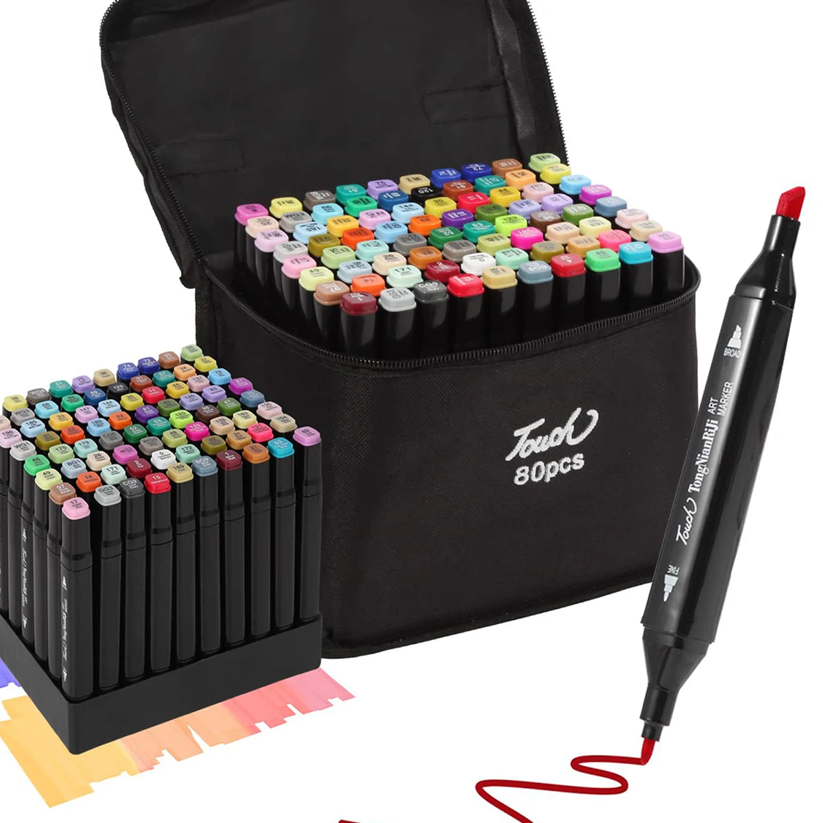 مجموعة ماركر مزدوج الرأس للرسم والتظليل – من 24 إلى 168 لون زيتي، مثالية للطلاب والمصممين والفنانين