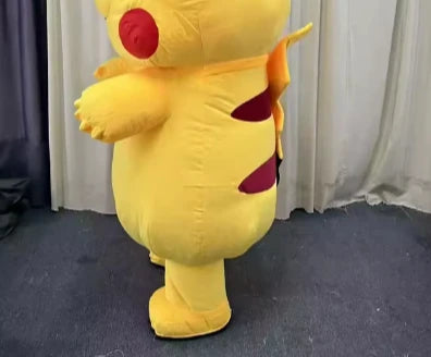 زي تميمة قط كرتوني قابل للنفخ – بتصميم أصفر مستوحى من شخصيات أنمي محبوبة | زي عملاق للكبار