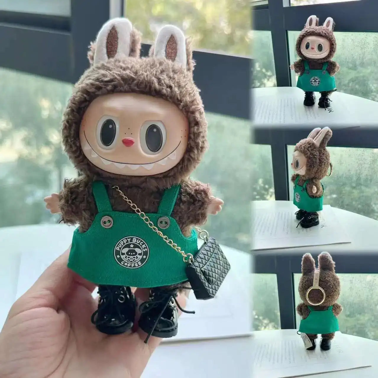 طقم الوحوش لابوبو 17 سم – لبس كرتوني أخضر مع جزمة | The Monsters Outfit – إكسسوارات دمى Labubu