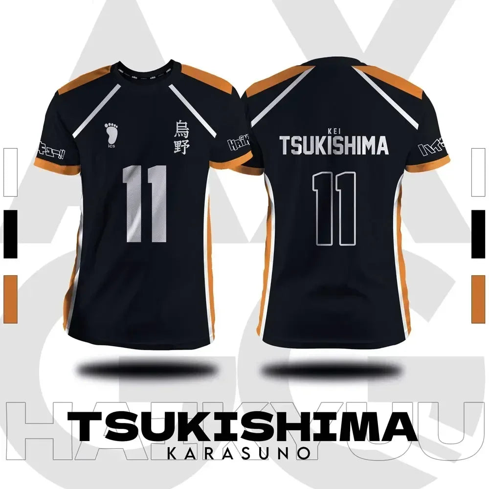 تيشيرت كوسبلاي Haikyuu تصميم Fukurodani – قصير للجنسين | لبس أنمي رياضي صيفي Hinata – مقاسات من S إلى 4XL