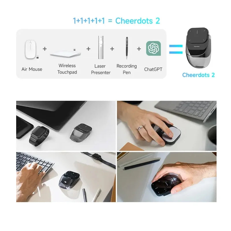 ماوس ذكي Cheerdots 2 – لوحة لمس وريموت مدمج بحجم الجيب | إصدار مطوّر يدعم تسجيل بالذكاء الاصطناعي