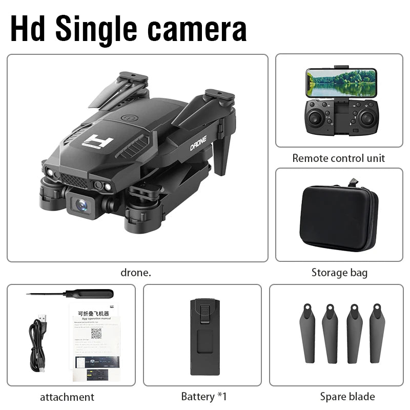 طائرة H4 ميني درون بكاميرتين 4K – واي فاي FPV، كاميرا واسعة الزاوية، تثبيت ارتفاع | درون قابلة للطي للأطفال والكبار