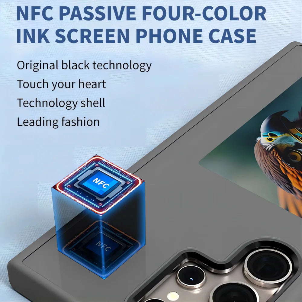 كفر ذكي بشاشة E-Ink وألوان متعددة – يعمل بتقنية NFC لهواتف Samsung S23 Ultra / S24 Ultra