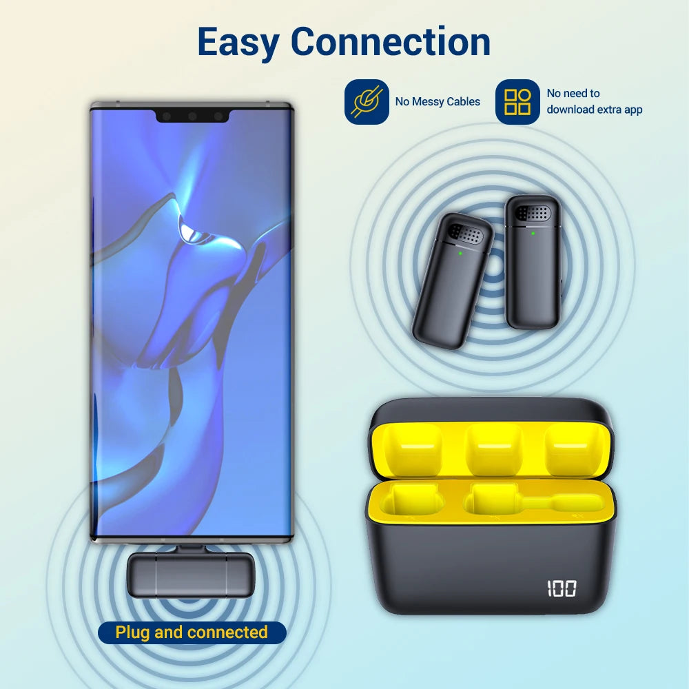 مايك لاسلكي Basix 2.4G – ستيريو مع علبة شحن