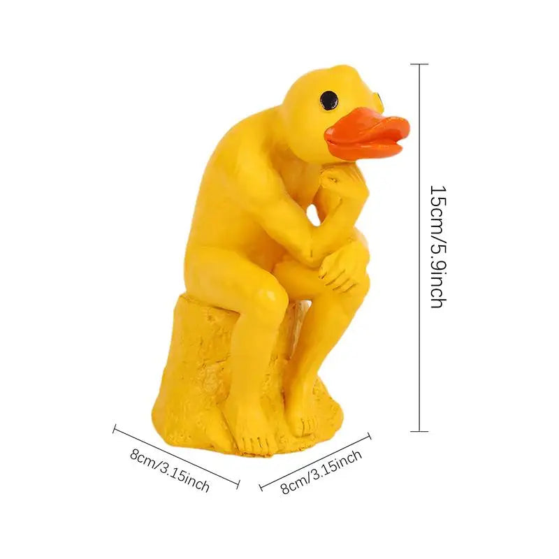 تمثال بطة مفكرة – ديكور مضحك ولطيف للحديقة أو المنزل