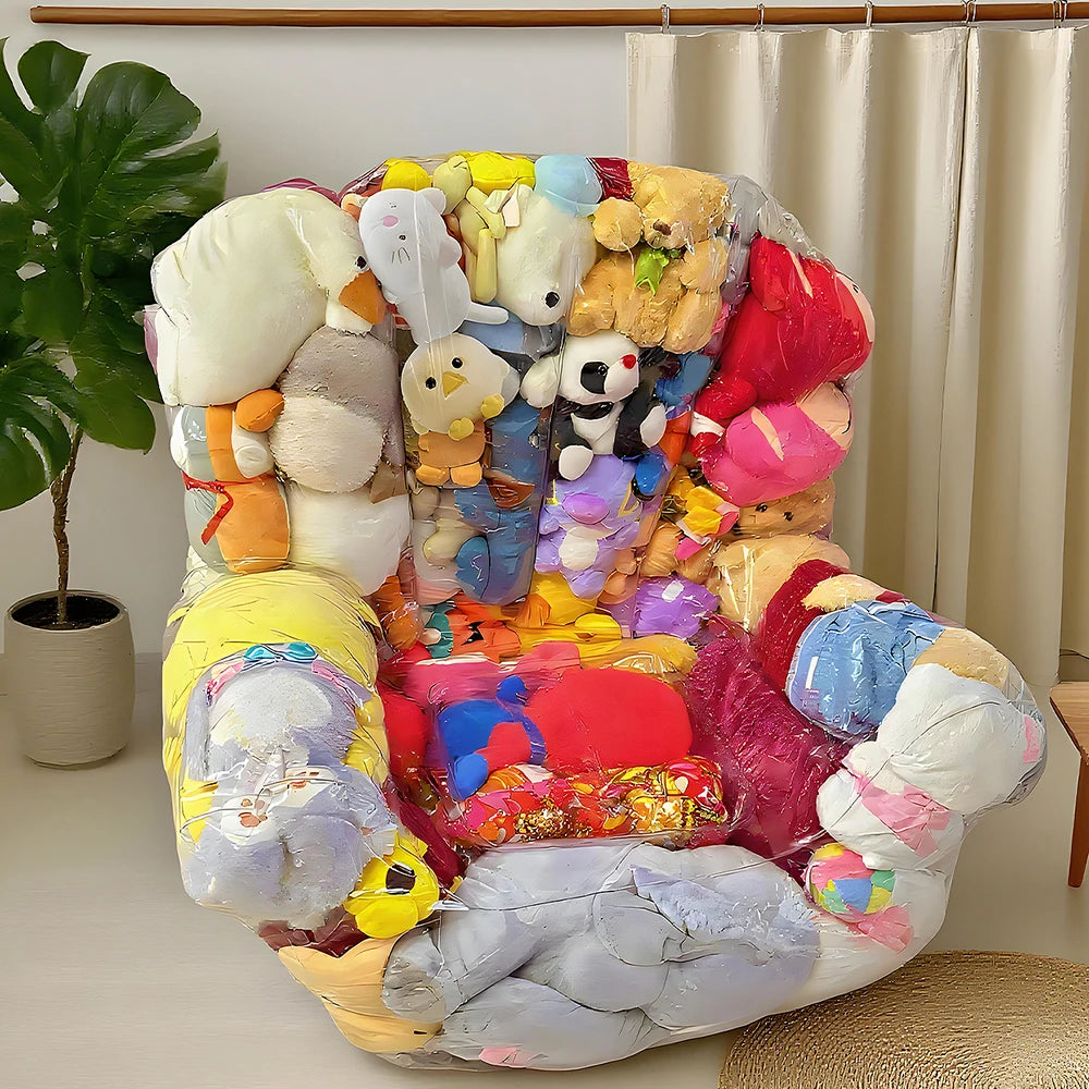 غطاء كرسي تخزين ألعاب أطفال شفاف بسحاب مقاوم للماء 150-180 لتر