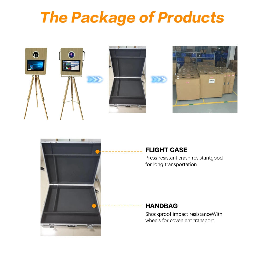 كشك تصوير فوتوبوث محمول بطابع خشبي كلاسيكي – مع طابعة وكاميرا DSLR (توصيل من مستودع أوروبا)