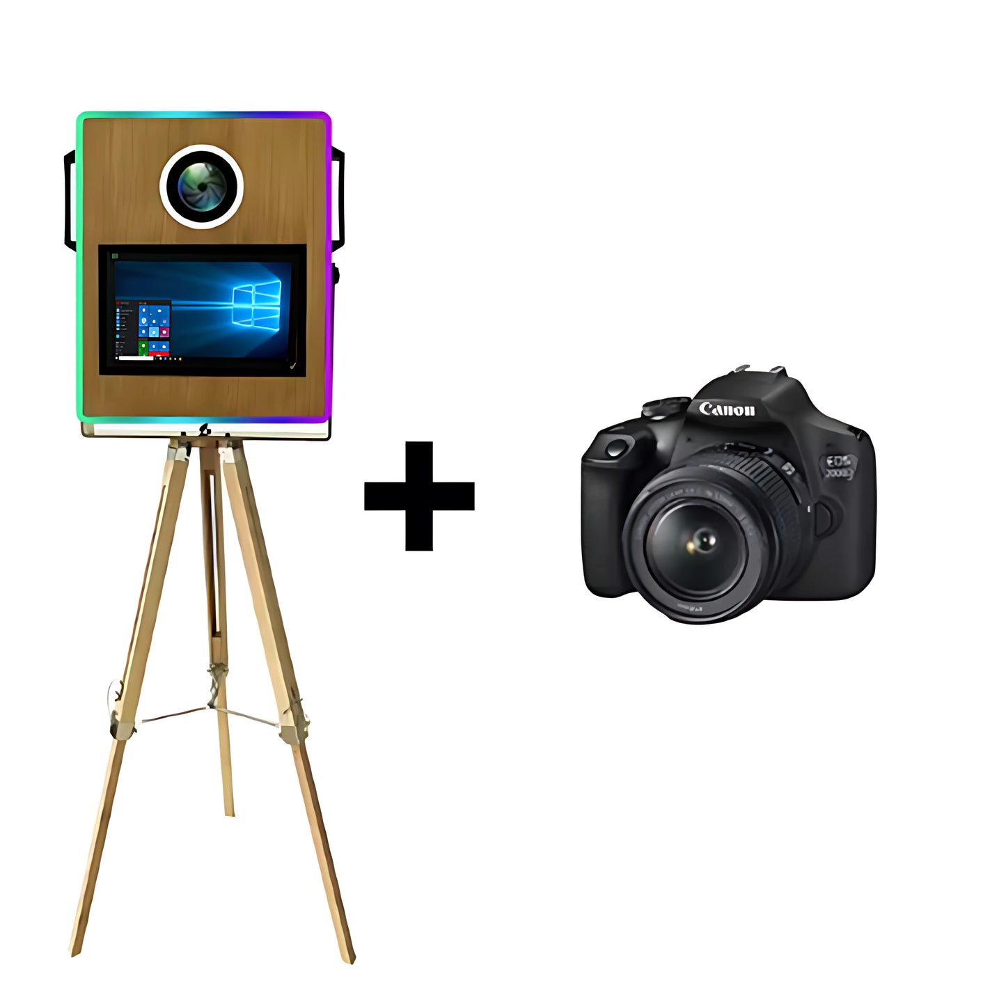 كشك تصوير فوتوبوث محمول بطابع خشبي كلاسيكي – مع طابعة وكاميرا DSLR (توصيل من مستودع أوروبا)