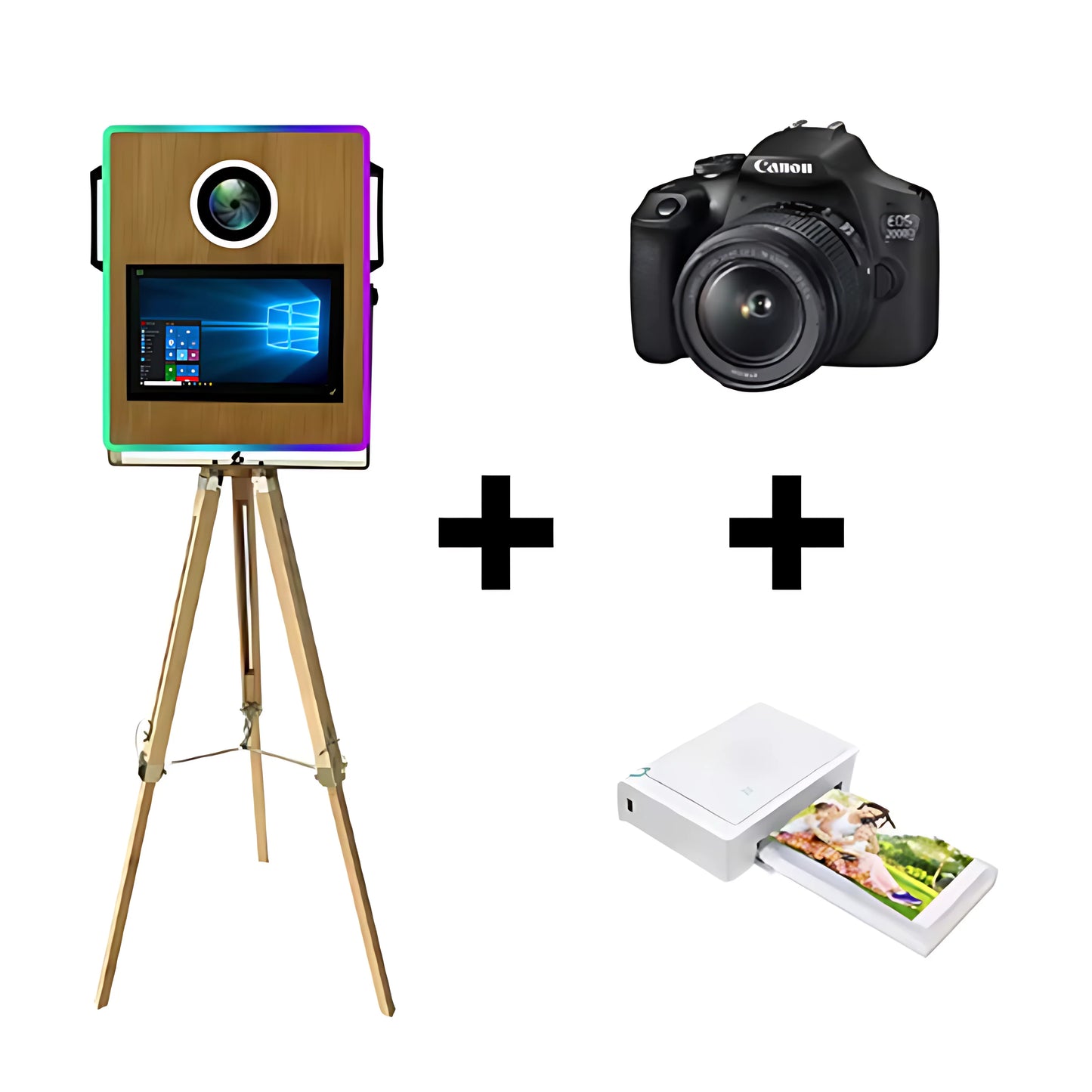 كشك تصوير فوتوبوث محمول بطابع خشبي كلاسيكي – مع طابعة وكاميرا DSLR (توصيل من مستودع أوروبا)