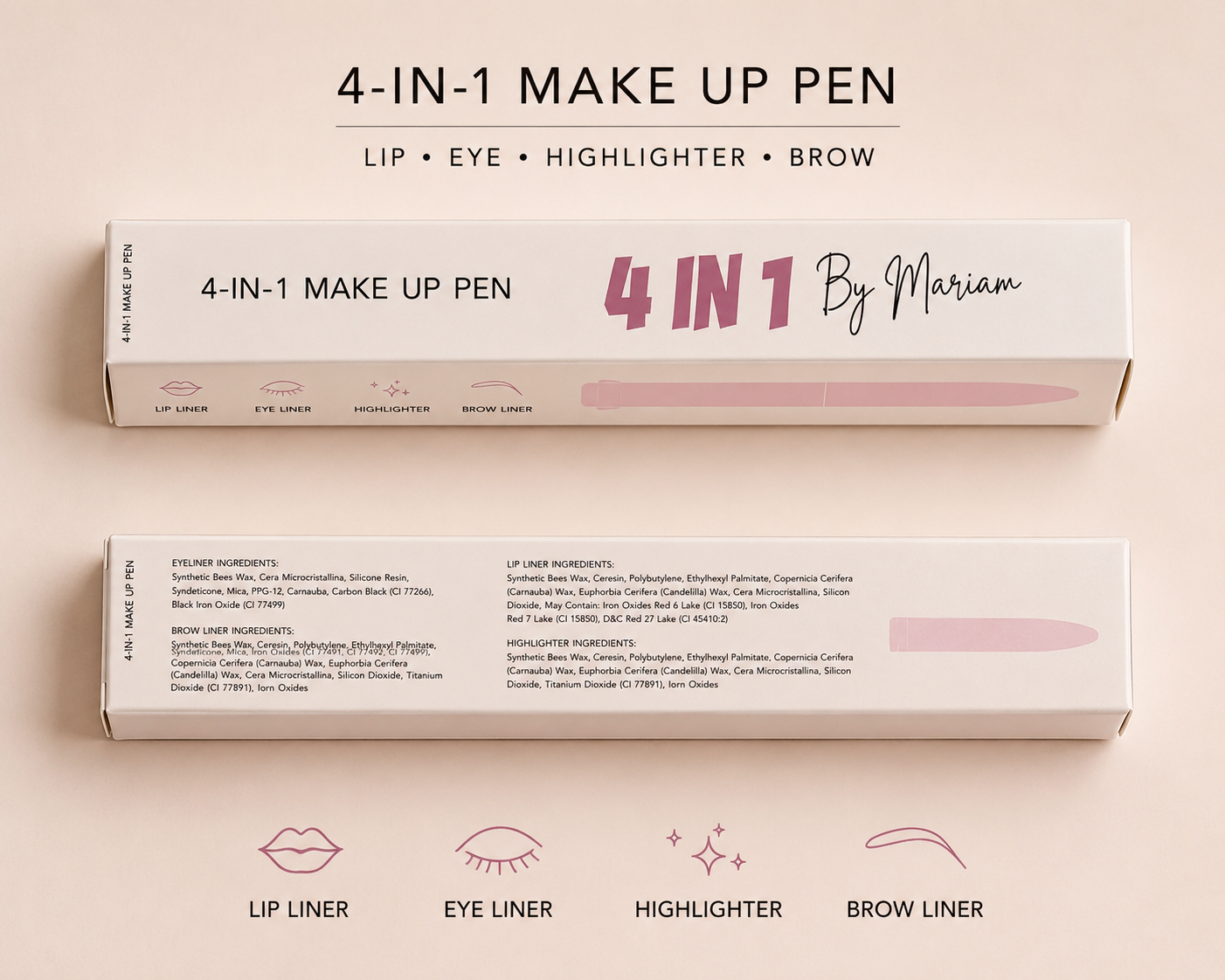 4 IN 1 By Mariam Makeup Pen | Lip, Eye, Brow & Highlighter