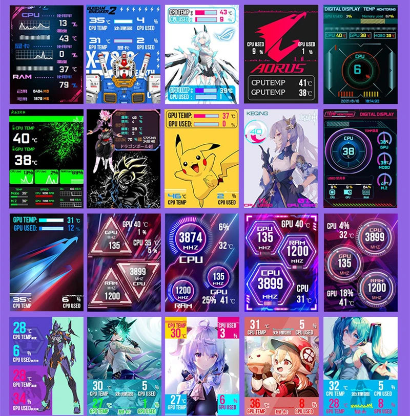 حامل كرت شاشة مع شاشة LCD 2.4 إنش – عرض أداء الجهاز + RGB