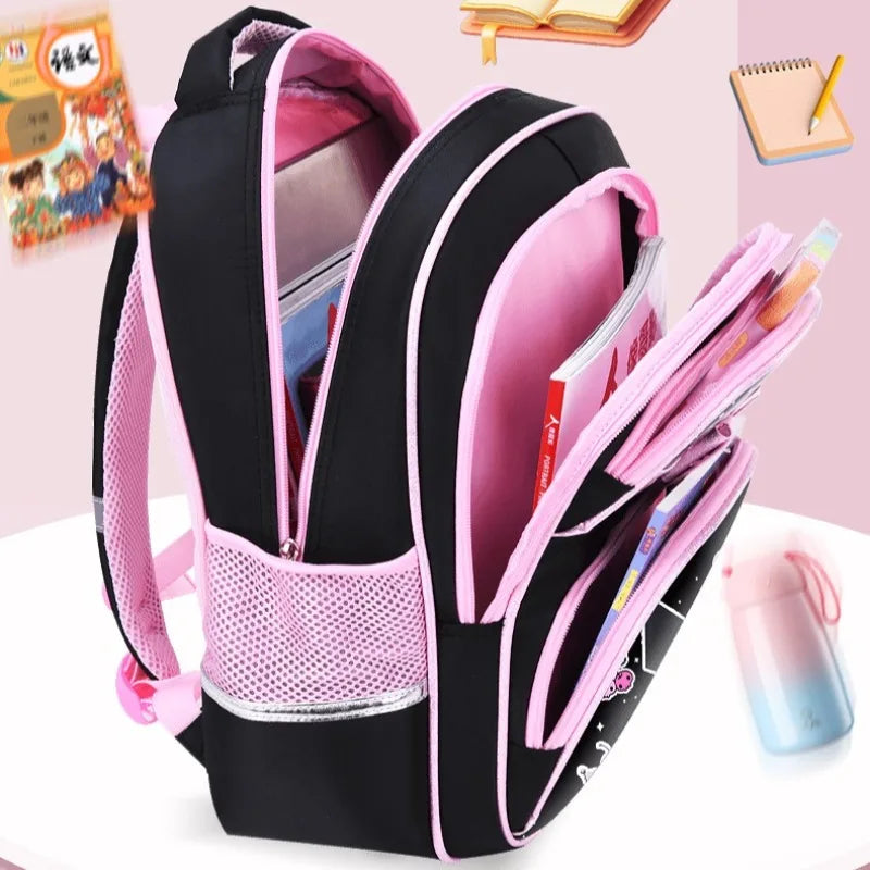 حقيبة مدرسية كورو مي الجديدة بعجلات، حقيبة ميلودي للبنات، تخزين الأدوات المدرسية، خيار بعجلتين