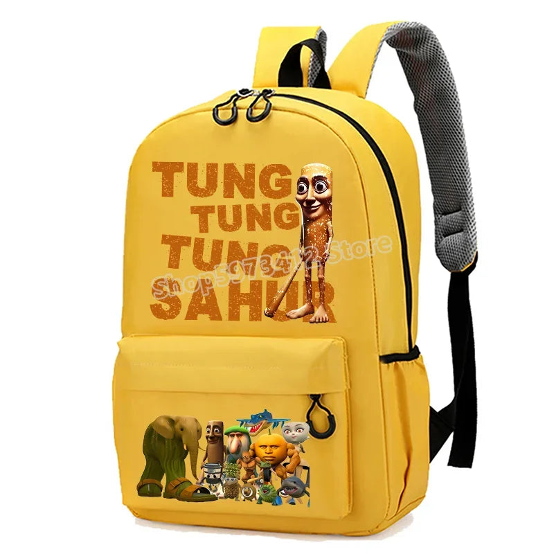 حقيبة مدرسية إيطاليان برينروت بطابع الحيوانات الميم، تصميم كرتوني مضحك بشكل قرش "تللا"، بسعة كبيرة، مناسبة للأولاد والبنات