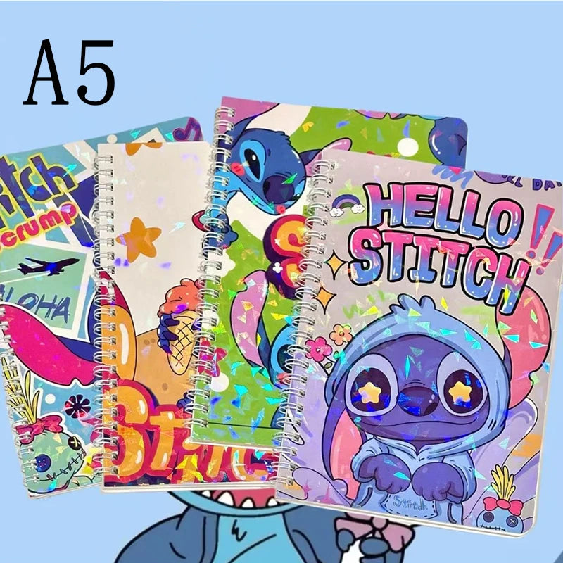 مجموعة 4 دفاتر حلزونية مقاس A5 من ديزني بتصميم ستتش (Stitch)