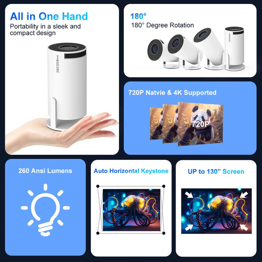 جهاز عرض Magcubic HY300 Pro – بدقة 1080P ويدعم 4K | نظام أندرويد 11، واي فاي مزدوج WiFi6، بلوتوث 5.0 | مناسب للسينما المنزلية والاستخدام الخار