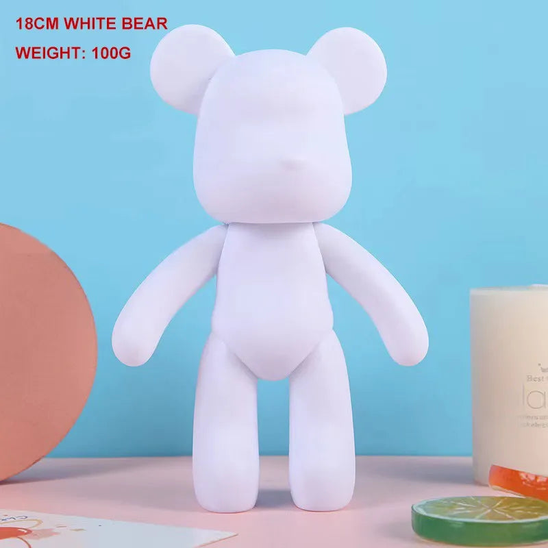 تمثال دب Bearbrick أبيض للتزيين والرسم – مجسم فارغ للصبغ والتلوين اليدوي