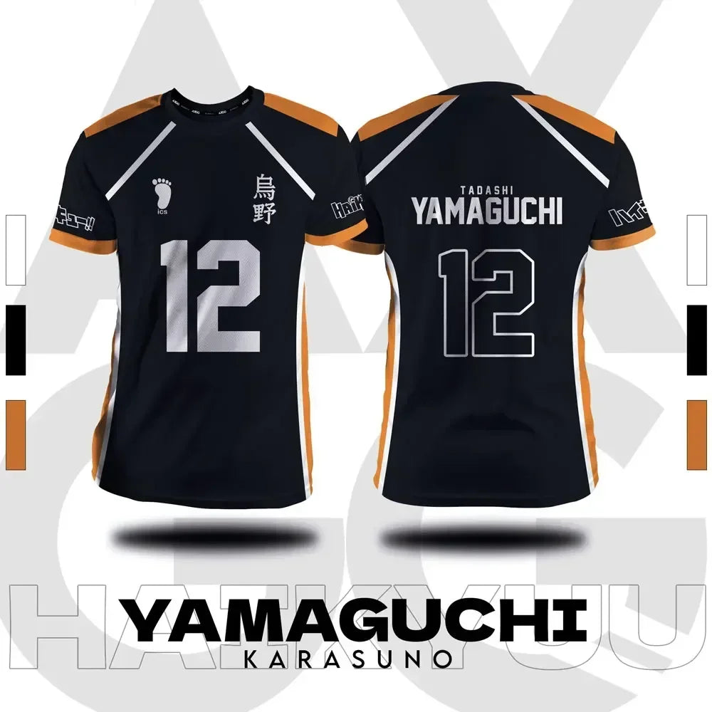 تيشيرت كوسبلاي Haikyuu تصميم Fukurodani – قصير للجنسين | لبس أنمي رياضي صيفي Hinata – مقاسات من S إلى 4XL