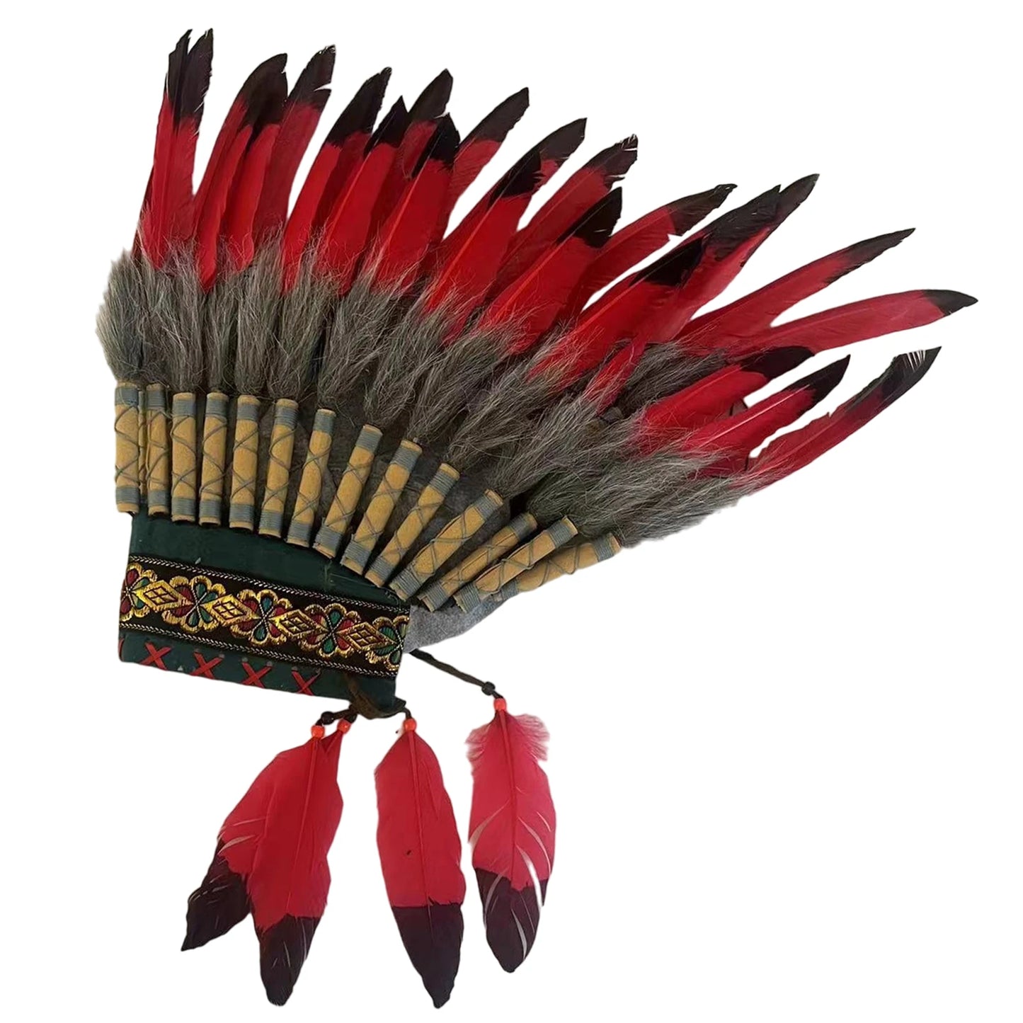 غطاء رأس هندي بريش فاخر – للكبار رجال ونساء | زينة حفلات وتنكر – خفيف وفخم للعروض والكوسبلاي