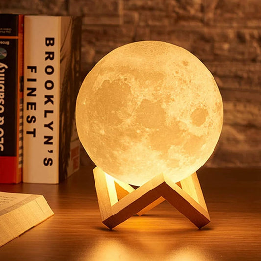 مصباح القمر الليلي 3D للأطفال – إضاءة LED دافئة أو ملونة | ديكور غرف نوم