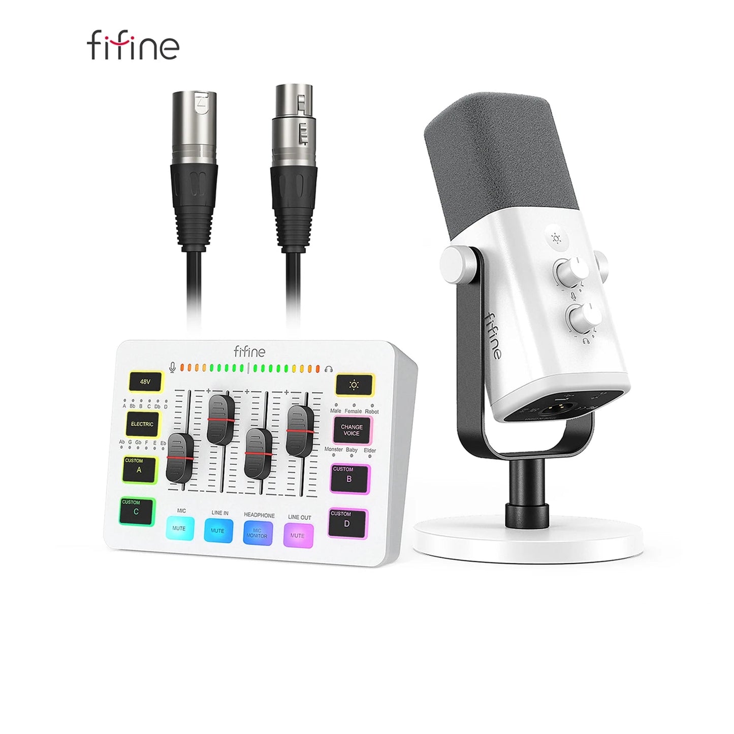 مجموعة FIFINE الصوتية للألعاب والبث – مايكروفون، ميكسر، وسماعة رأس | للمحتوى الصوتي والمرئي على يوتيوب، TikTok، OBS وغيرها
