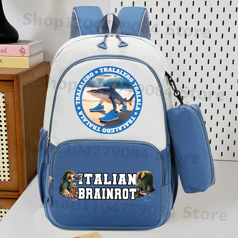 حقيبة ظهر إيطاليان برينروت مع مقلمة، تصميم أنمي عصري، حقيبة مدرسية عالية السعة للبنين والبنات، مع مساحة لتخزين الأدوات الم