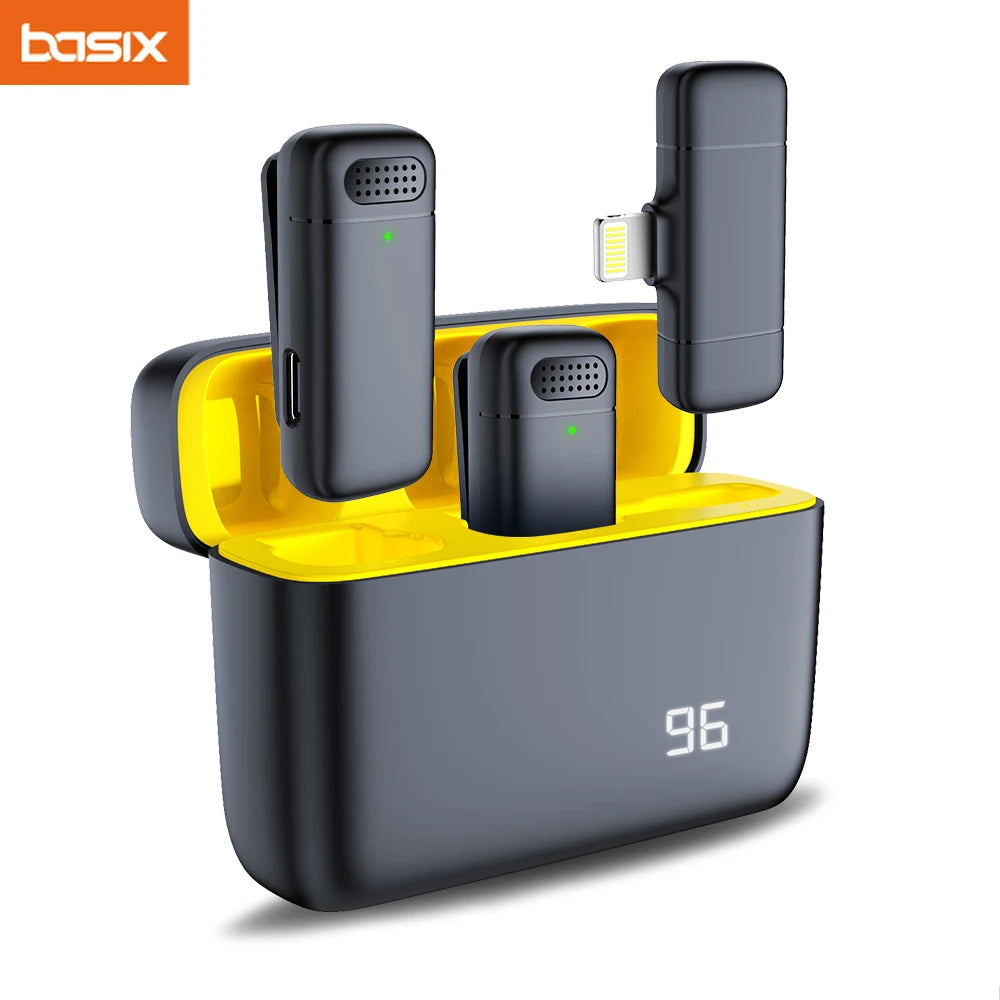 مايك لاسلكي Basix 2.4G – ستيريو مع علبة شحن