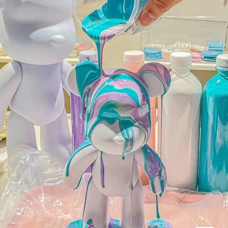 تمثال دب Bearbrick أبيض للتزيين والرسم – مجسم فارغ للصبغ والتلوين اليدوي