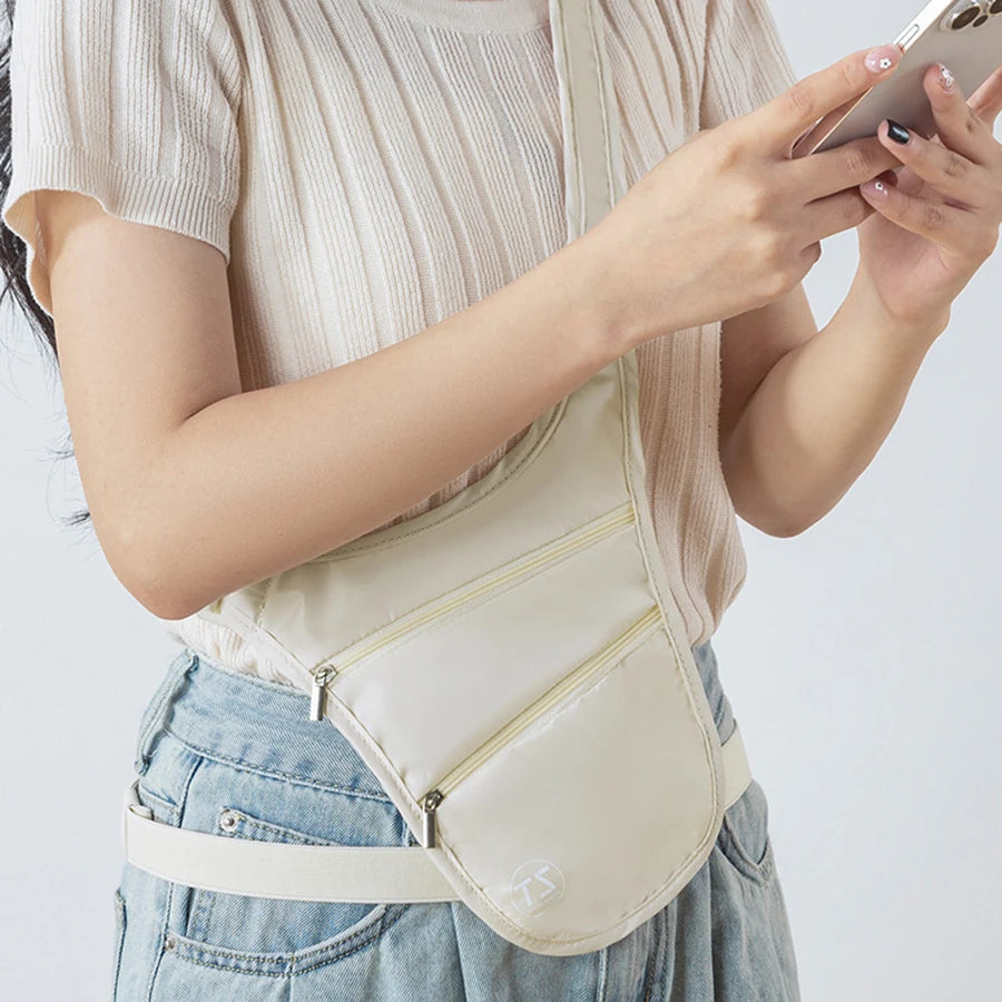 حزام خصر رياضي مضاد للسرقة – خفيف، ضد الماي، وسعة كبيرة للسفر والركض